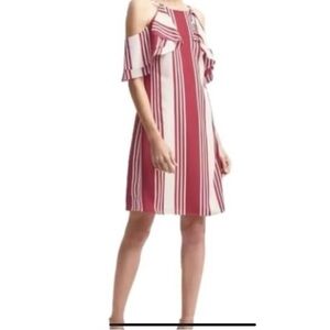 Banana Republic Off The Shoulder Ruffle Red & white Dress